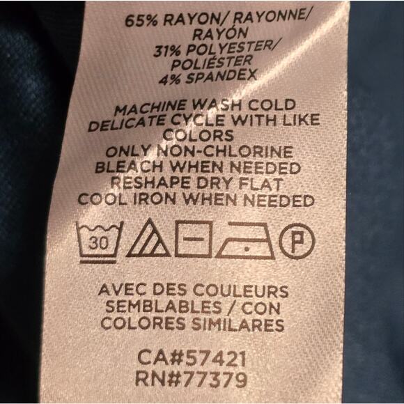 Ann Taylor Comfy Casual Comfy‎ Teal Blue 3/4 Sleeve Top Blouse Size XL NEW - Picture 4 of 5